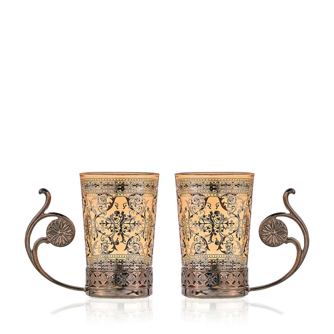 Çay fincanları və nəlbəki dəsti 6 nəfərlik 300 ml