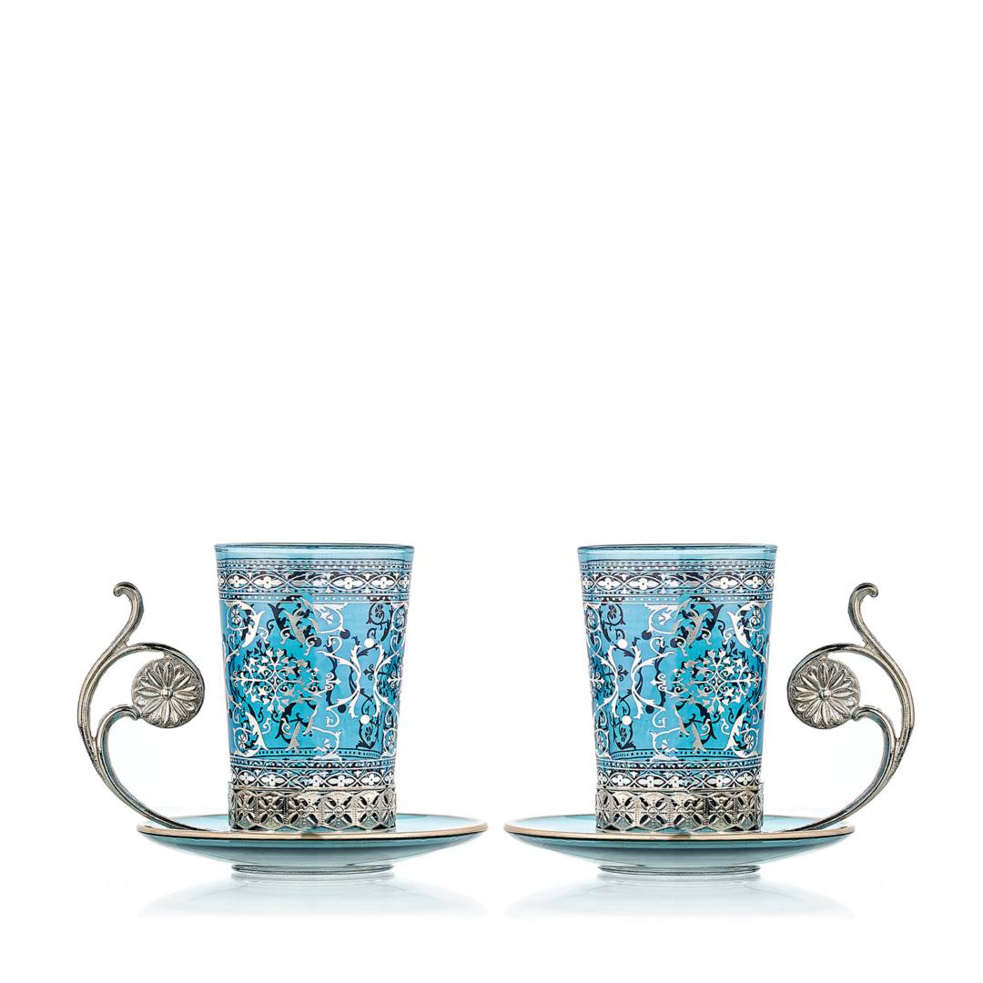 Çay fincanları və nəlbəki dəsti 6 nəfərlik 300 ml